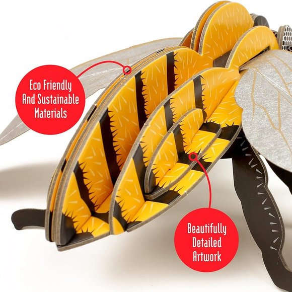 NEW DIY HONEY BEE MODEL Flapping Wing Eco Friendly Cardboard Craft Kit 3D Puzzle - Picture 5 of 16
